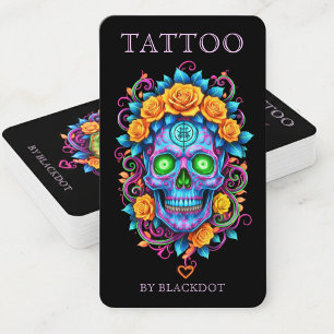 Professional Tattooist Tattoo Studio Floral Skull Business Card