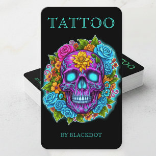 Professional Tattooists Tattoo Artist Floral Skull Business Card