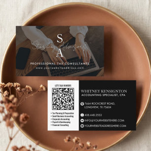 Professional Tax Consultant Monogram Accountant QR Business Card