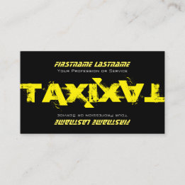 Professional taxi driver cabdriver yellow taxi business card