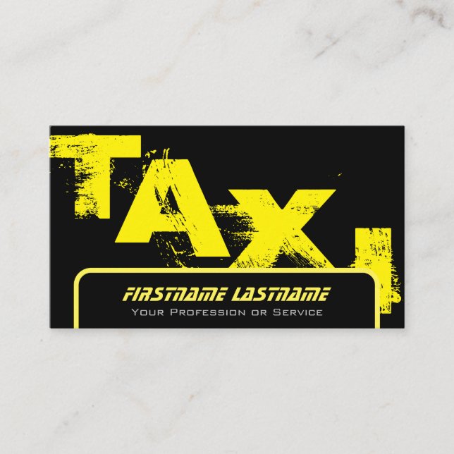 Professional taxi driver cabdriver yellow taxi business card (Front)