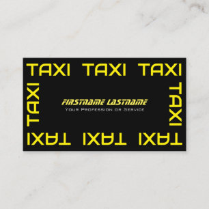 Professional taxi driver cabdriver yellow taxi business card