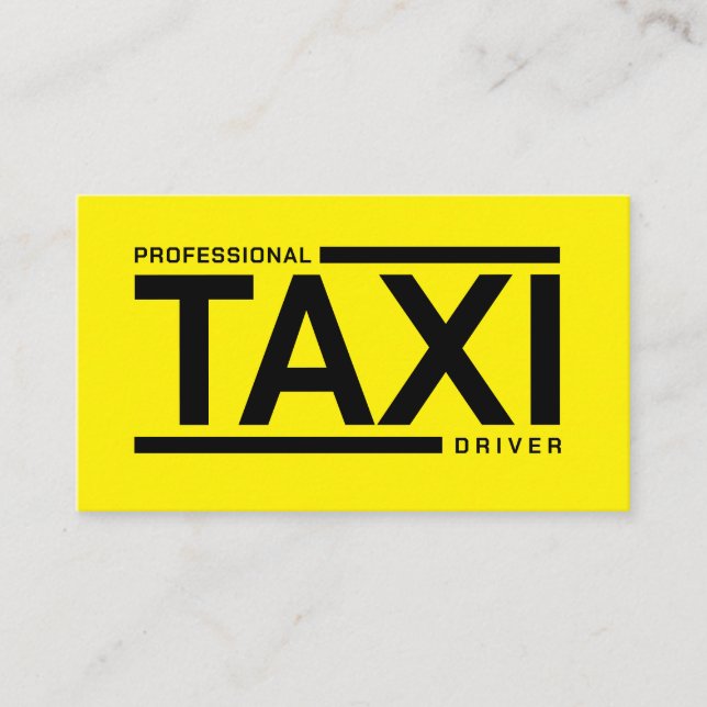 Professional TAXI driver service yellow black Business Card (Front)