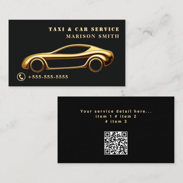 Professional Taxi Service  Business Card (Front/Back)