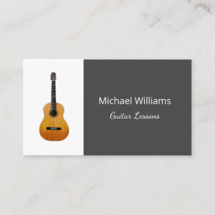 Professional Teacher Guitar Music Lessons Grey Business Card