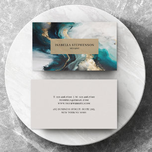 Professional Teal Gold Abstract Modern Business Card