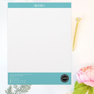 Professional Teal Green Strip Custom Letterhead