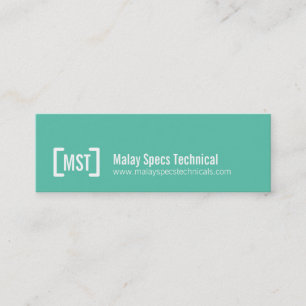 Professional teal & white skinny business card