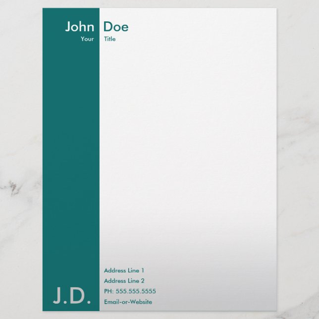 professional teals customized letterhead (Front)