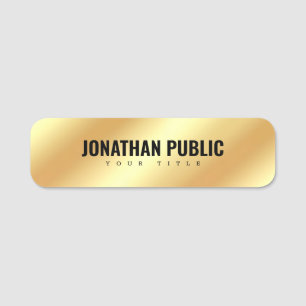 Professional Template Modern Elegant Black & Gold Name Tag