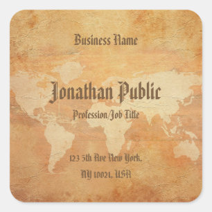 Professional Template Nostalgic Classic World Map Square Sticker