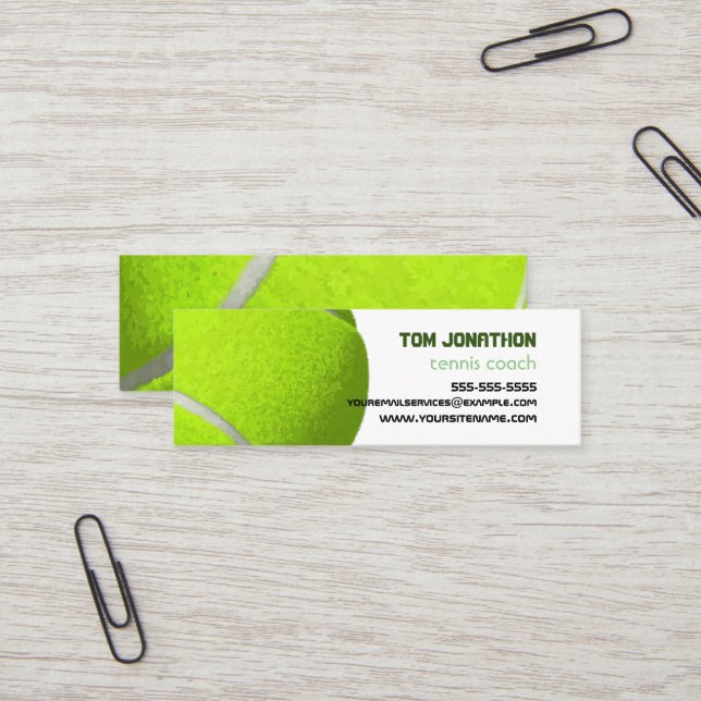 professional tennis coach tennis ball mini business card (Front/Back In Situ)