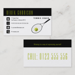 Professional Tennis Coach Tennis Racket Business Card