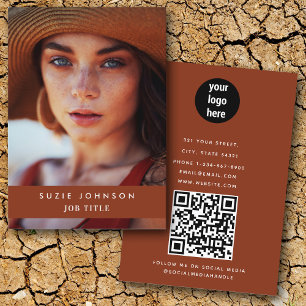 Professional Terracotta Business Photo QR Code Card