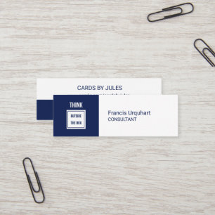 Professional Think outside box Navy Blue Modern Mini Business Card