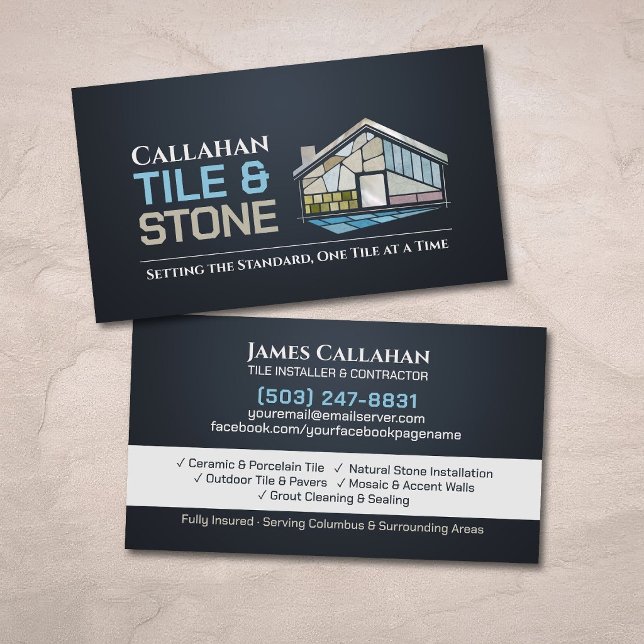 Professional Tile and Stone Installation Services  Business Card (Creator Uploaded)