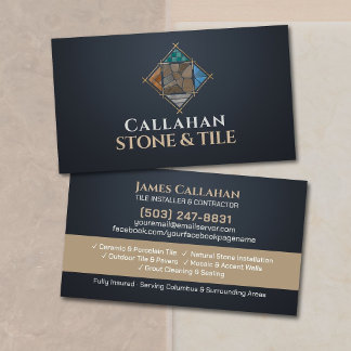 Professional Tile Installer - Stone Contractor Business Card