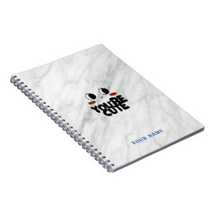 Professional Touch Cartoon Design White Marble Notebook