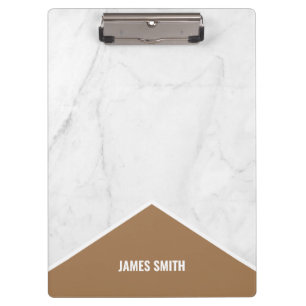 Professional Touch Name Customise White Marble Clipboard