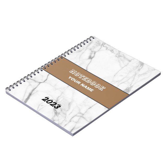 Professional Touch Name Customise White Marble Notebook (Left Side)