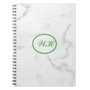Professional Touch Name Customise White Marble Notebook