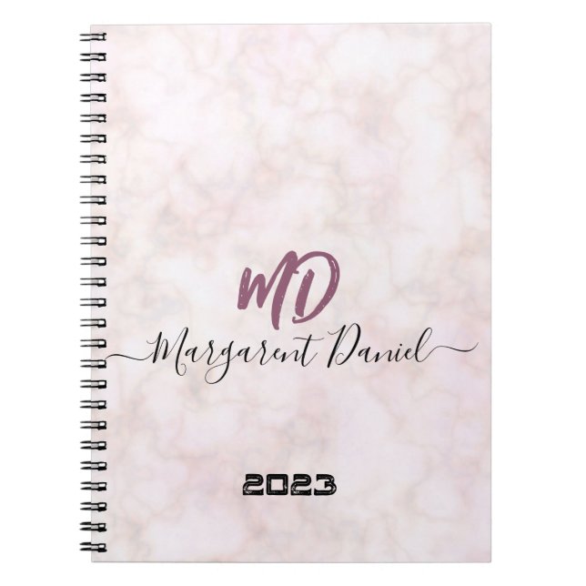 Professional Touch Name Customise White Marble Notebook (Front)