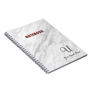 Professional Touch Name Customise White Marble Notebook