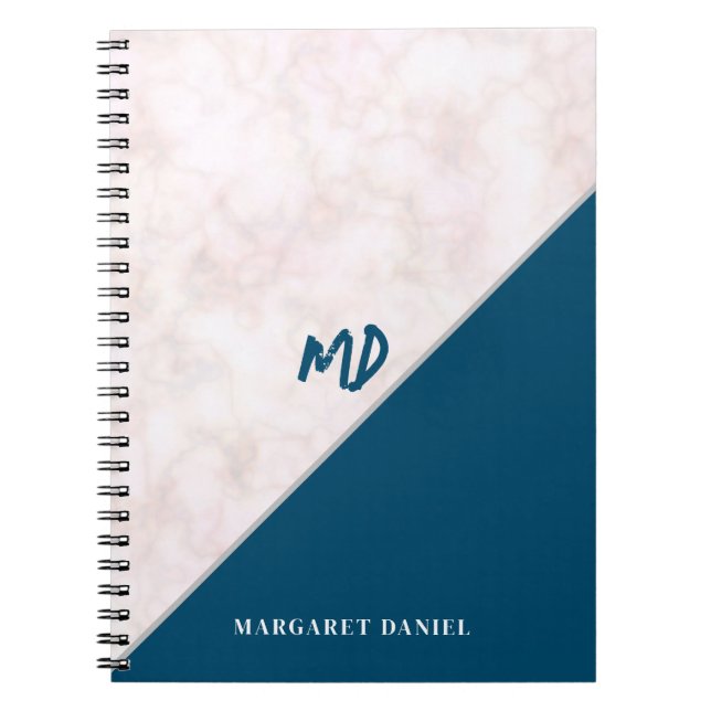 Professional Touch Name Customise White Marble Notebook (Front)