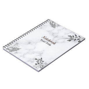 Professional Touch Name Customise White Marble Notebook