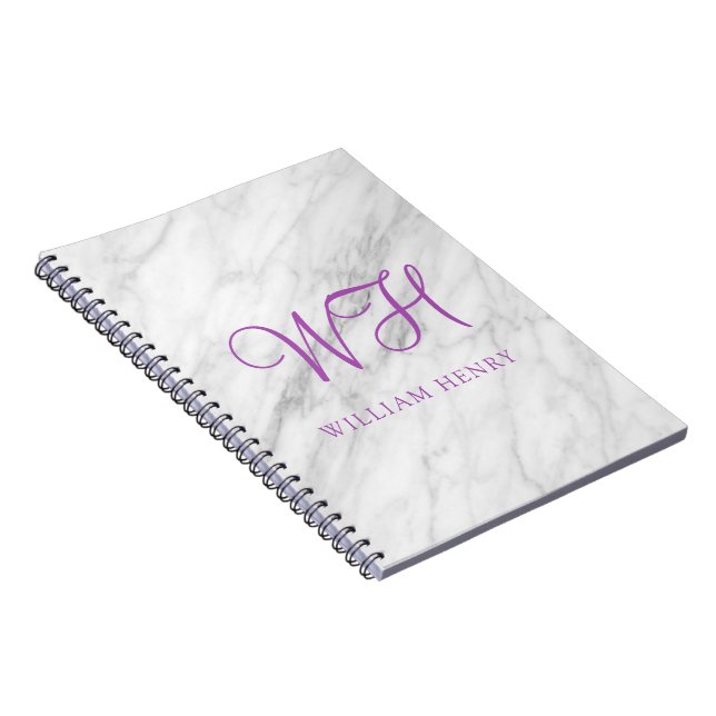 Professional Touch Name Customise White Marble Notebook (Right Side)