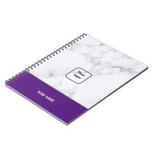 Professional Touch Name Customise White Marble Notebook