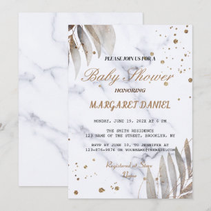Professional Touch White Marble Baby Shower Invitation