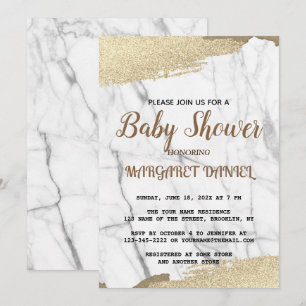Professional Touch White Marble Baby Shower Invitation