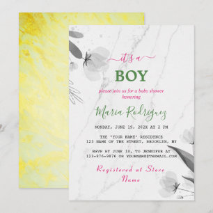 Professional Touch White Marble Baby Shower Invitation
