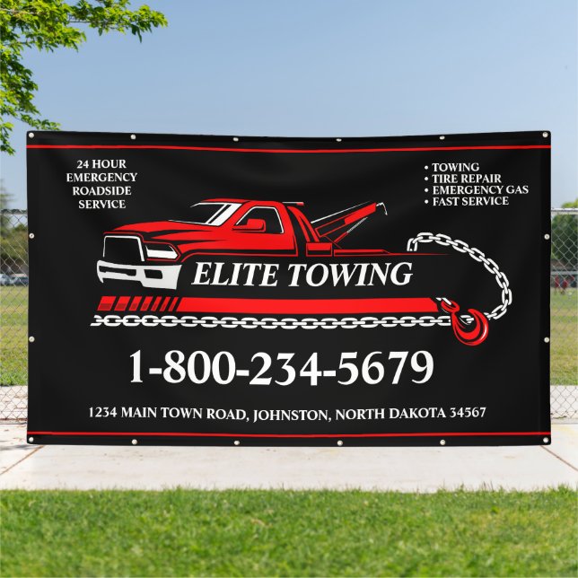 Professional Tow Truck Service Banner (Outside)