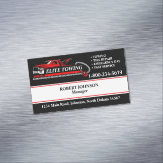 Professional Tow Truck Service Magnetic Business Card
