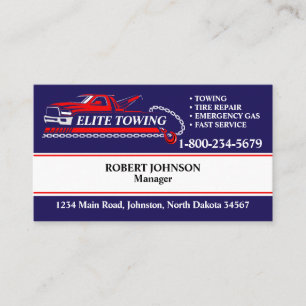 Professional Tow Truck Service Navy Blue Business Card
