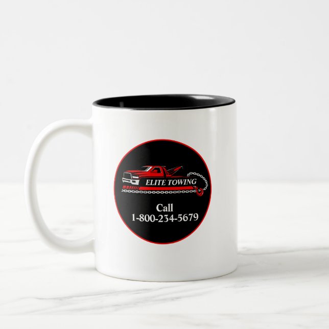 Professional Tow Truck Service Two-Tone Coffee Mug (Left)