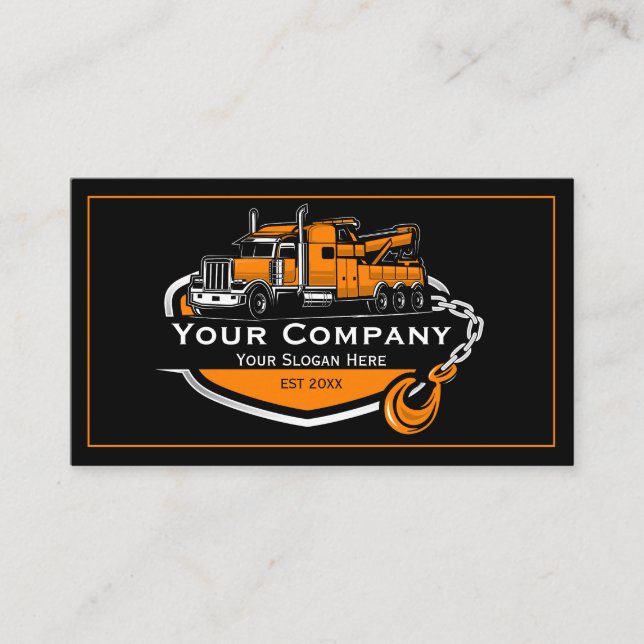 Professional Towing Company, Hauling Service Business Card (Front)