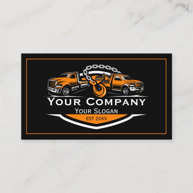 Professional Towing Company, Hauling Service Business Card (Front)