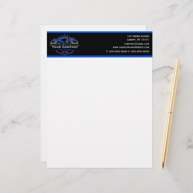 Professional Towing Company, Hauling Service Custom Letterhead (Front/Back In Situ)
