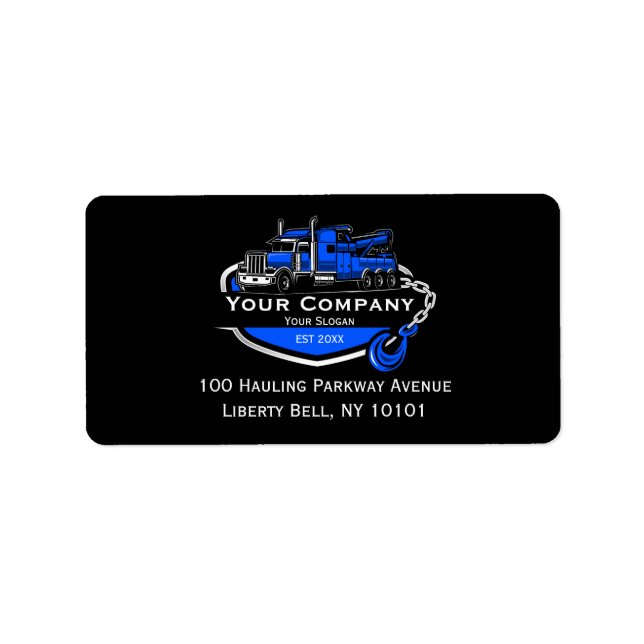 Professional Towing Company, Hauling Service Label (Front)