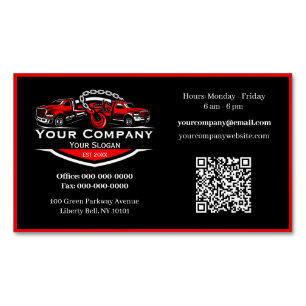 Professional Towing Company, Hauling Service Magnetic Business Card
