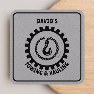 Professional Towing Service black & Grey Square Business Card
