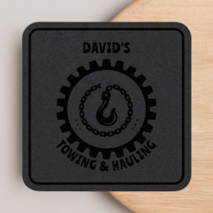 Professional Towing Service Driver black Square Business Card
