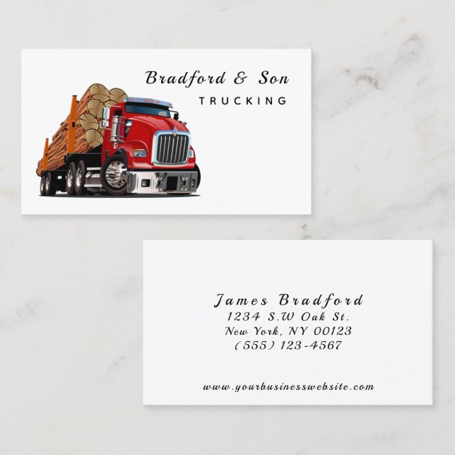 Professional Transport Semi Log Trucking Company Business Card (Front/Back)