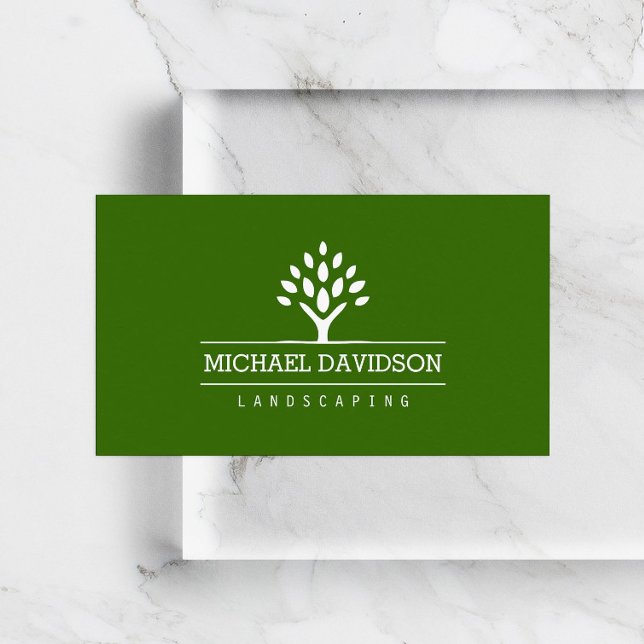 Professional Tree Landscaping Green Business Card (Creator Uploaded)