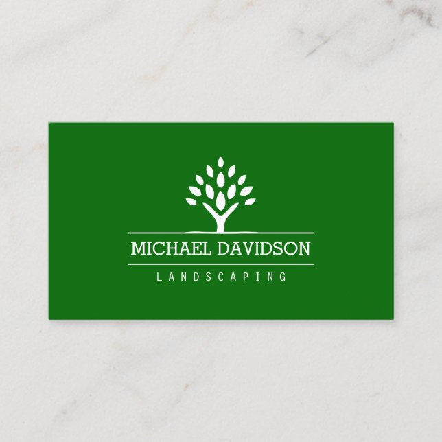 Professional Tree Landscaping Logo Business Card (Front)