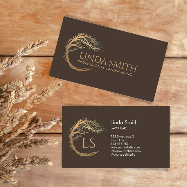Professional Tree Lawn Care Landscaping Landscaper Business Card (Tree Logo is an original artwork by Savanamm)