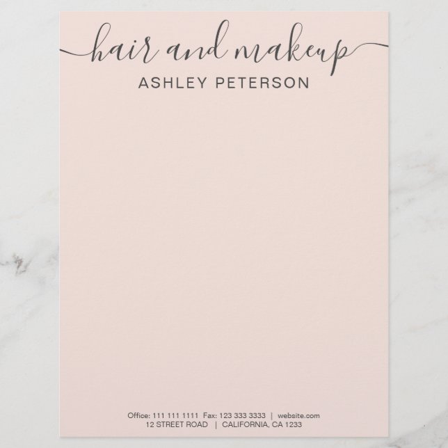 Professional trendy chic elegant typography blush custom letterhead (Front)